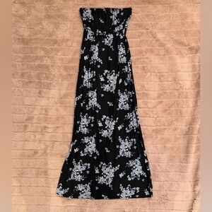 Strapless Navy and Light Blue Maxi Dress